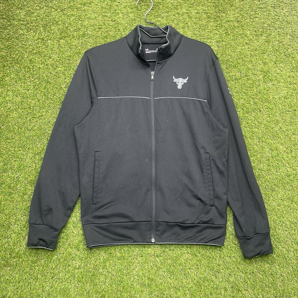Under Armour Jacket Mens Small Project Rock Track Full Zip Up Black Dwayne